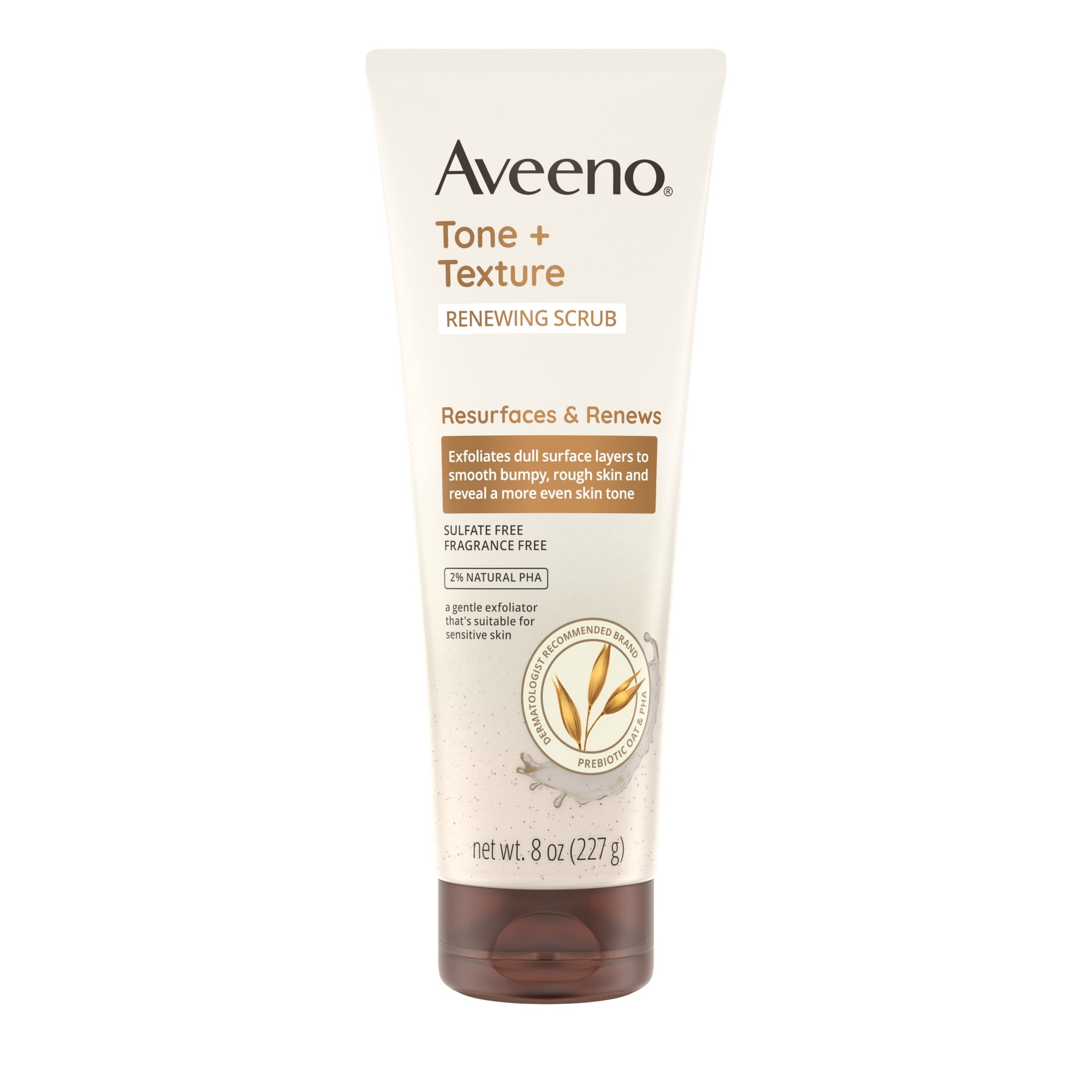 Aveeno Tone + Texture Renewing Bath and Body Scrub, Fragrance Free, 8 fl oz