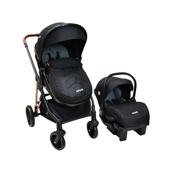 Carriola Negra Con Portabebé Infanti Ana Plegado Compacto