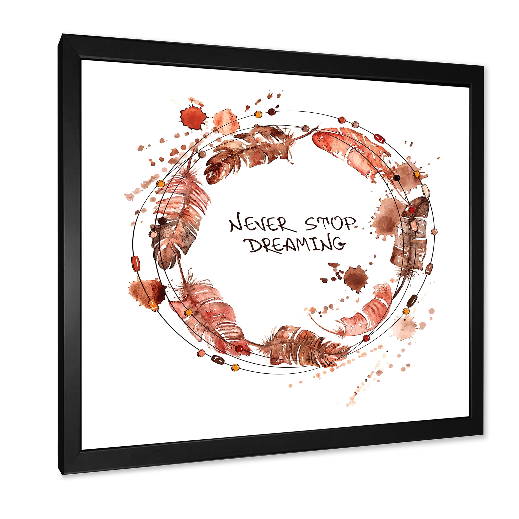 Designart 'Impression Of Bird Feathers Wreath' Traditional Framed Art Print