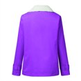 thumbnail image 5 of IROINNID Fleece Jacket for Women Winter Thermal Plush Warm Button Down Thicken Jacket Long Sleeve Outwear Coat,Purple, 5 of 6
