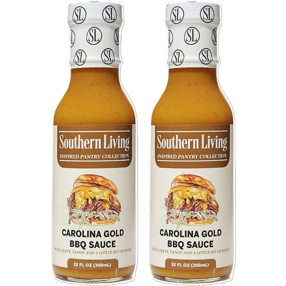 Southern Living Carolina Gold BBQ Sauce, 2 Pack, 12 fl oz Each – Bold, Zesty, Tangy Barbecue Sauce for Grilling, Dipping, and Marinades