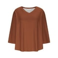 thumbnail image 4 of Loopsun Womens Tops Plus Size, Womens 3/4 Sleeve T Shirts, Women's Fashion Casual Solid 3/4 Sleeve Round Neck Pullover Top Brown XXXL, 4 of 5