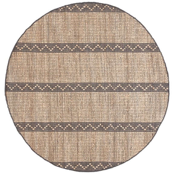 SAFAVIEH Natural Fiber Nanette Striped Area Rug, Natural/Gray, 6' x 6' Round