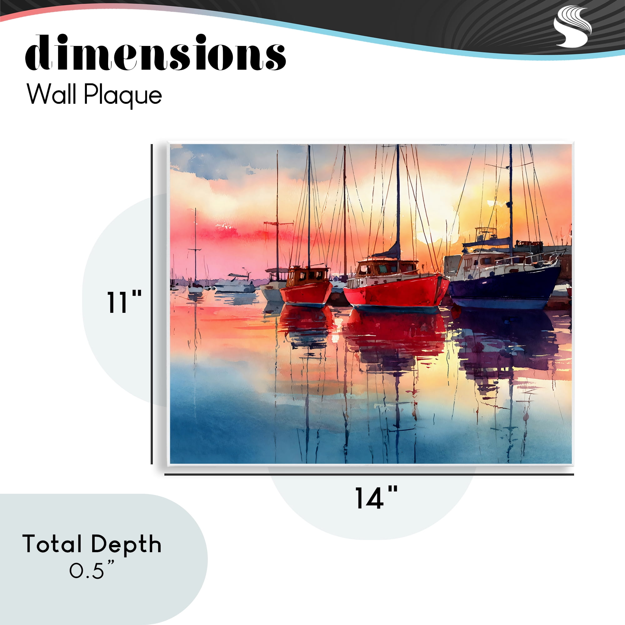 Stupell Industries Red & Blue Boats at Sunset Wall Plaque Art, design by Franklyn Gregory