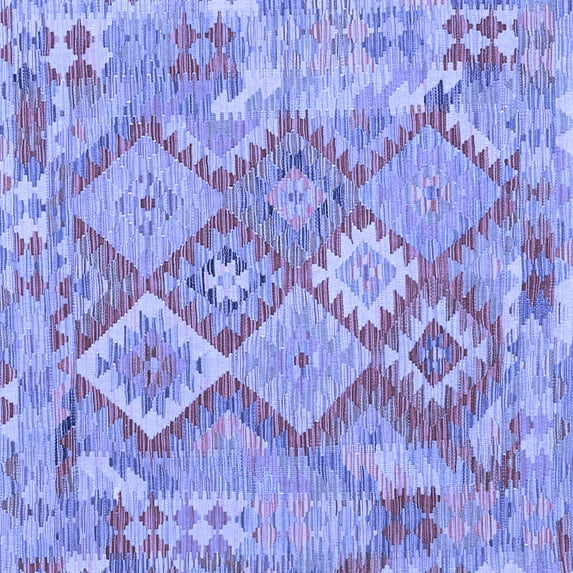 Ahgly Company Machine Washable Indoor Square Abstract Blue Contemporary Area Rugs, 5' Square