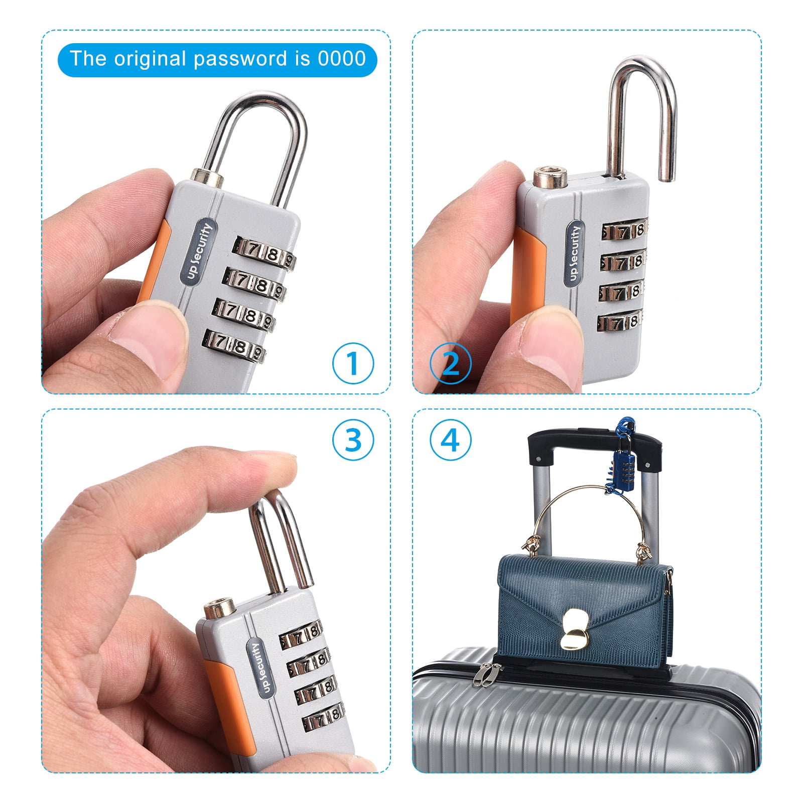 Unique Bargains Luggage Cable Lock 4 Digit Combination Padlock with 3.3Ft Cable Gray 1