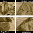 thumbnail image 3 of Men Relaxed Fit Stretch Cargo Pants Casual Cotton Lightweight Elastic Waist Work Pants with Pockets for Outdoor Yellow, 3 of 5