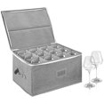 thumbnail image 1 of Caja de almacenamiento para copas de vino con divisores, recipientes de almacenamiento de cristalería, capacidad para 12 copas de vino rojo o blanco, copas de champaña, vidrio, carcasa, 1 of 4