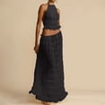 thumbnail image 3 of CHUMUD Dressy Skirt Sets for Women 2 Piece Outfits Summer Matching Set Sleeveless Halter Crop Tank Top Drawstring Maxi Skirts Casual Ruffle Evening Party Set, 3 of 7