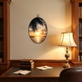 thumbnail image 4 of Canvas Wall Art Black White Beach Palm Sunset Seascape Ocean Scenery Palm Tree Leaves Oval Framed Canvas Prints Vintage Wall Hanging Decor for Bedroom Home Gallery Bathroom 8.6"x11.4", 4 of 7