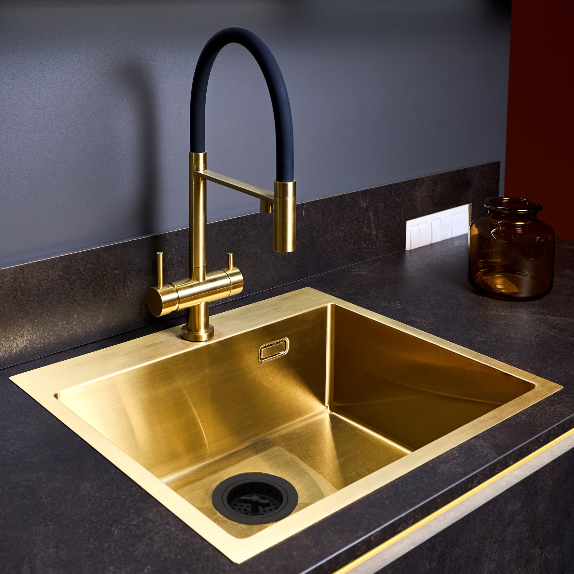 Westbrass COMBO PACK 3-1/2" Wing Nut Style Sink Strainer and Extra-Deep Waste Disposal Trim, Matte Black