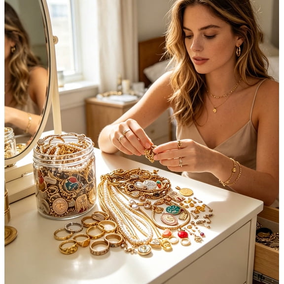 Mystery Jewelry Jar Set, 25-Piece Assorted Acrylic & Stainless Steel Jewelry, Random Fashion Accessories For Women Gift