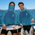 thumbnail image 7 of SEANATIVE Men's Summer Fishing Hoodie Top Long Sleeve UV Protection Hooded Fishing Shirt with Mesh Face Mask, Hiking Running T-Shirt Cooling Outdoor Wear, 4XL, Ocean Water Print Blue, 7 of 7