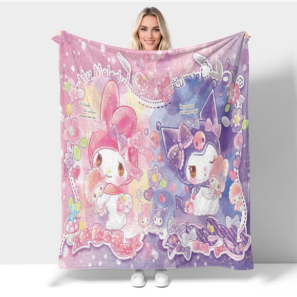 Bonita manta Kuromi, súper suave, regalo, acogedora y cálida manta de forro polar, mullida y ligera, para cama, sofá, sofá para todas las estaciones, para niños y niñas, 40 x 30 pulgadas