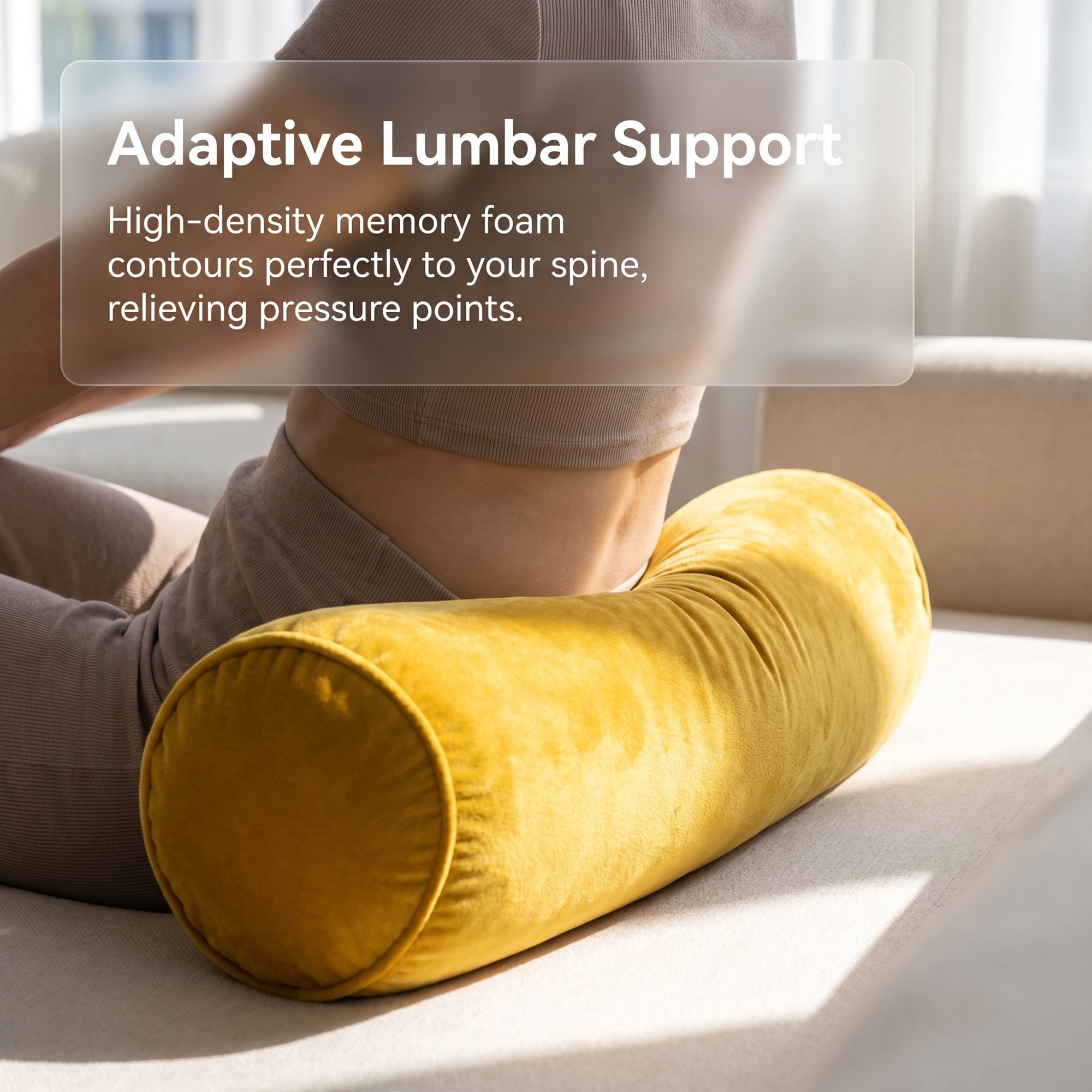 Unique Bargains Lumbar Support Wool Pillow for Back Support Ginger Yellow 19.7"x6.7"