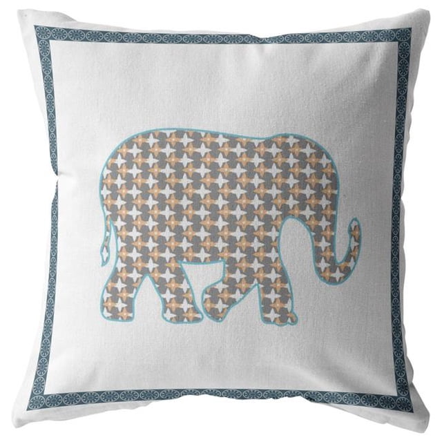 HomeRoots 412437 Or & Éléphant Blanc Coussin Intérieur & Extérieur