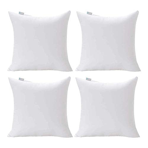 Acanva 20 x 20 Premium Polyester Stuffer Square Form Sham Throw Pillow Inserts, 4 Count (Pack of 1), White