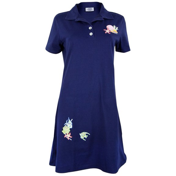 Sea Shell Navy Collared Womens Polo Dress