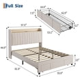 thumbnail image 3 of Full Size Upholstered Platform Bed Frame with Storage Headboard, Drawers & Built-in USB Charging Station, No Box Spring Needed, Easy Assembly, Modern Linen, Beige, 3 of 8