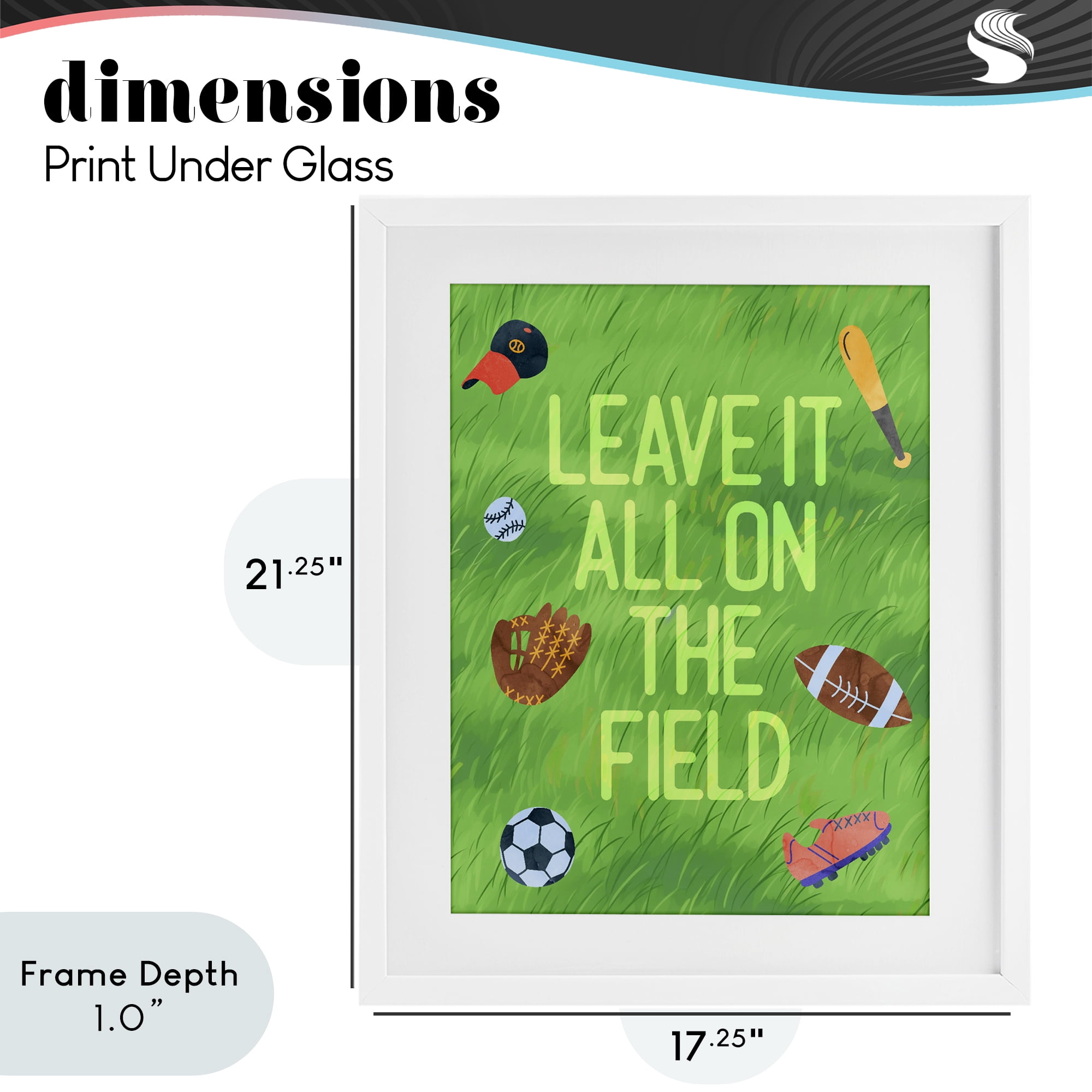 Stupell Industries Leave It On The Field White Framed Print Under Glass, design by Lil' Rue