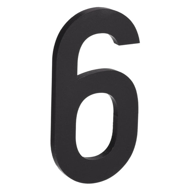 Unique Bargains 100mm/3.94' Acrylic 3D Self Adhesive House Number Address Sign Black, Number 6