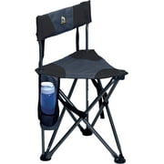 GCI Outdoor Quik-E-Seat | Portable, Folding Tripod Chair with Drink Holder and Padded Lumbar Support  Black