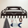 thumbnail image 2 of Organizador de llaves de metal negro con 10 ganchos para colgar en la pared, con temática de coche., 2 of 9