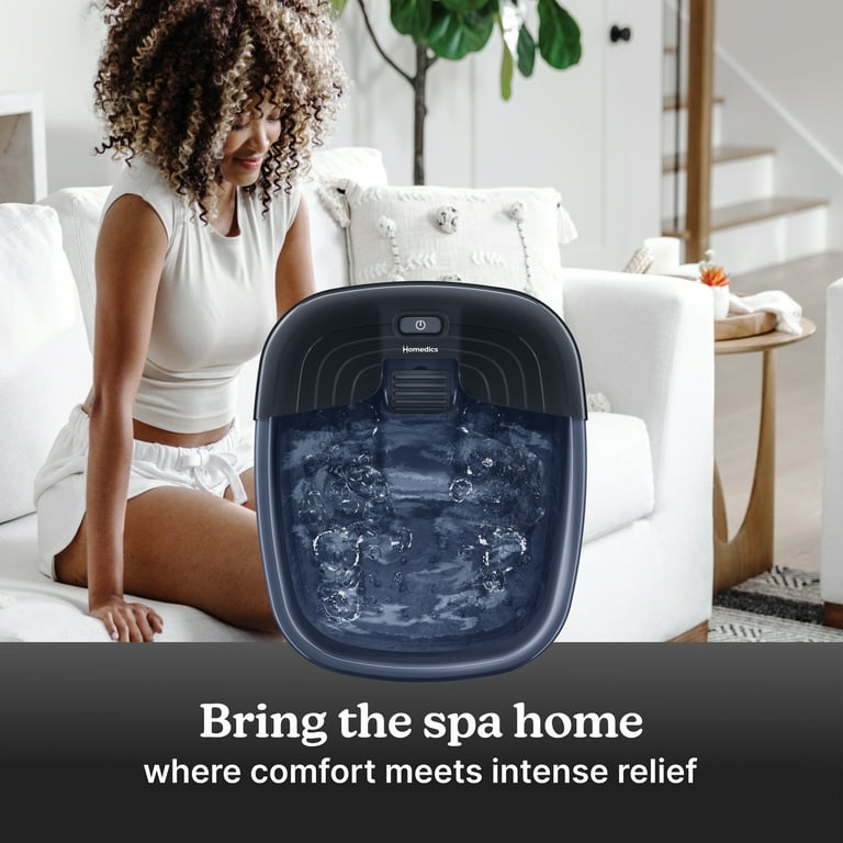 Homedics Bubble Bliss Deluxe Foot-Spa with Heat, Massaging Bubbles, Acupressure Attachments, Bubbling Foot Spa Bath, Black