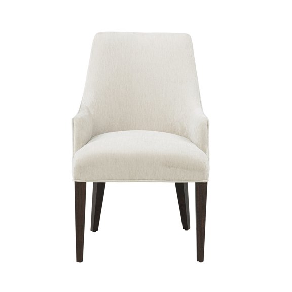 Beever Cream Chenille Dining Armchair with Rubberwood Legs