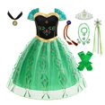 thumbnail image 1 of Vestido de Anna verde de Disney para niñas, disfraz de princesa de Halloween, ropa de fiesta de Frozen, vestido de Anna de Halloween para niñas, vestido de fiesta, 1 of 4