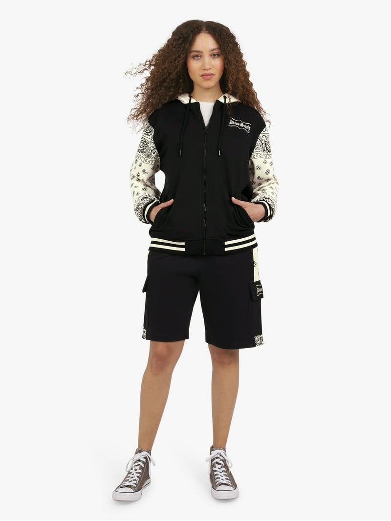 Dogg Supply Varsity Zip Hoodie Sweatshirt, Paisley Sleeves, XS-5XL