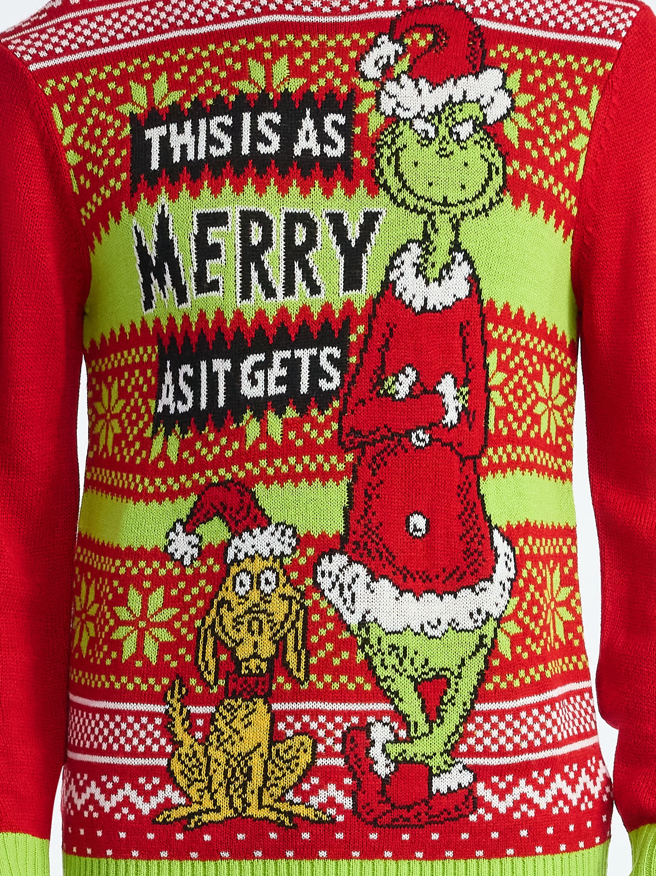 The Grinch Men's and Big Men's Christmas Sweater, Sizes S-3XL