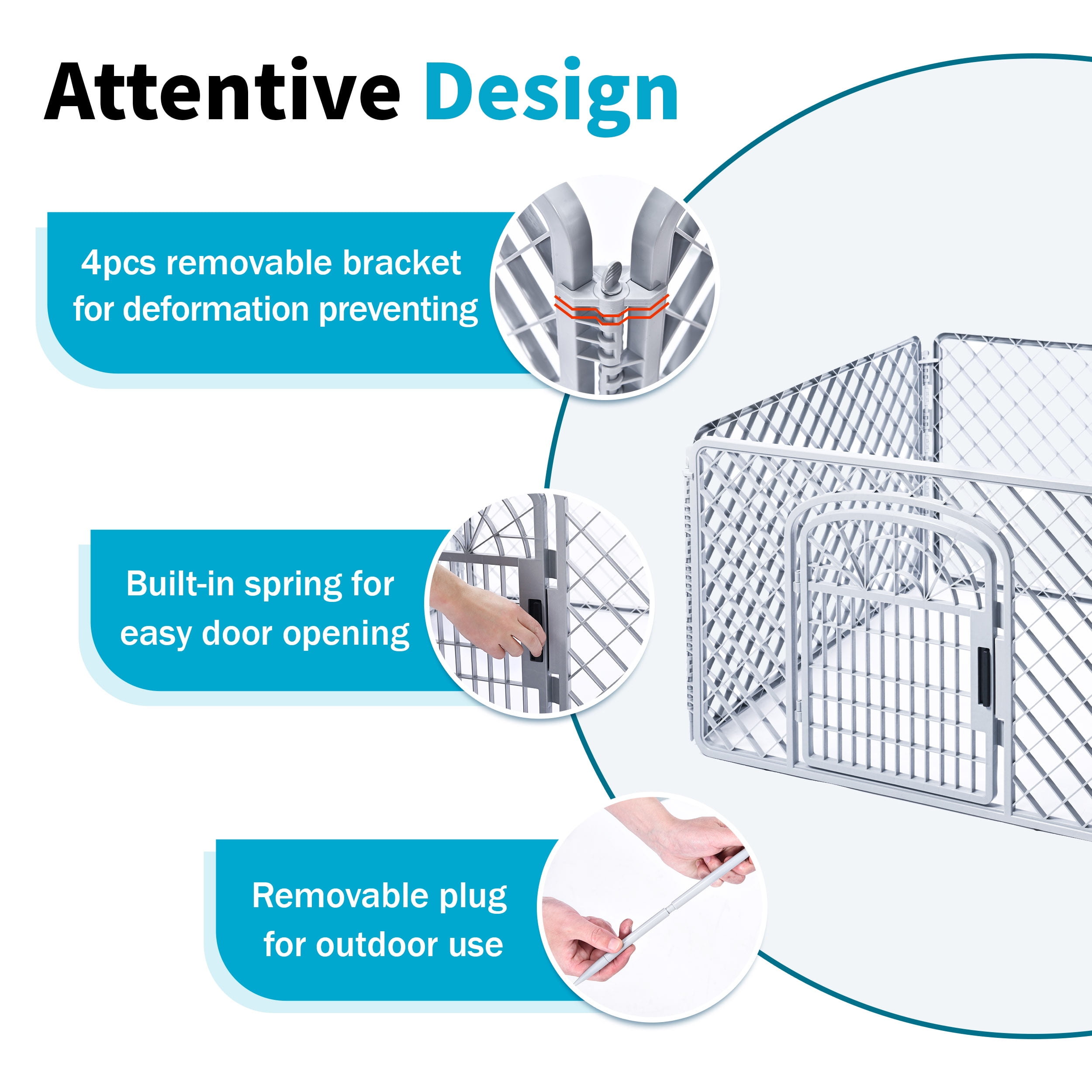 Vibrant Life 4-Panel Pet Playpen, 24”H Dog Fence with Door for Indoor and Outdoor Use