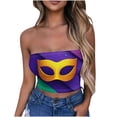 thumbnail image 2 of TIMIFIS Mardi Gras Femmes Hauts Courts Sans Bretelles Grande Taille Mode Carnaval Imprimé Sans Manches Tops de Fête, 2 of 4