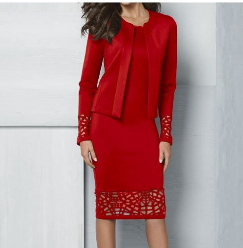 Cutout Sheath Dress \u0026 Jacket In Red 