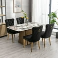 thumbnail image 5 of Dining Room Chairs with Velvet Fabric Dining Chairs with Golden Stainless Steel Plating Legs, Backrest and Button Velvet Fabric Design,Luxury Home Furniture for Dining Room(Black Set of 2), 5 of 11