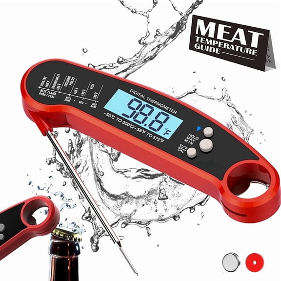 QOPR Digital Meat Thermometer, Instant Read Food Cooking Thermometer for Bbq Grill, Smoker, Oil Fry, Kitchen Gadgets, Bbq Accessories for Men