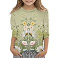 thumbnail image 2 of XDZJLR T-Shirt à Manches à Volants pour Filles Tout-Petits Été Mignon Couleur Unie Mode Décontractée Blouse Col Rond Vert 4-5 Ans, 2 of 4
