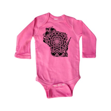 

Inktastic Wisconsin Silhouette Mandala Gift Baby Boy or Baby Girl Long Sleeve Bodysuit