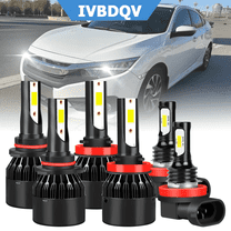 IVBDQV For 2016-2021 Honda Civic LED Headlight Bulbs 9005 H11 High/Low Beam H11 Fog Light 6000k 6pcs