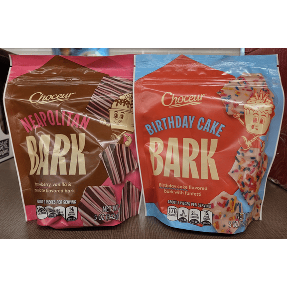 Choceur Neapolitian Bark & Birthday Cake Bark 5oz 142g (2 Bags)
