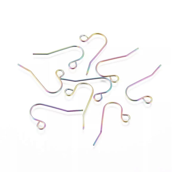 U8MO 10 pcs Rainbow 304 Stainless Steel Earring Hooks with Horizontal Loop 13x22x1mm