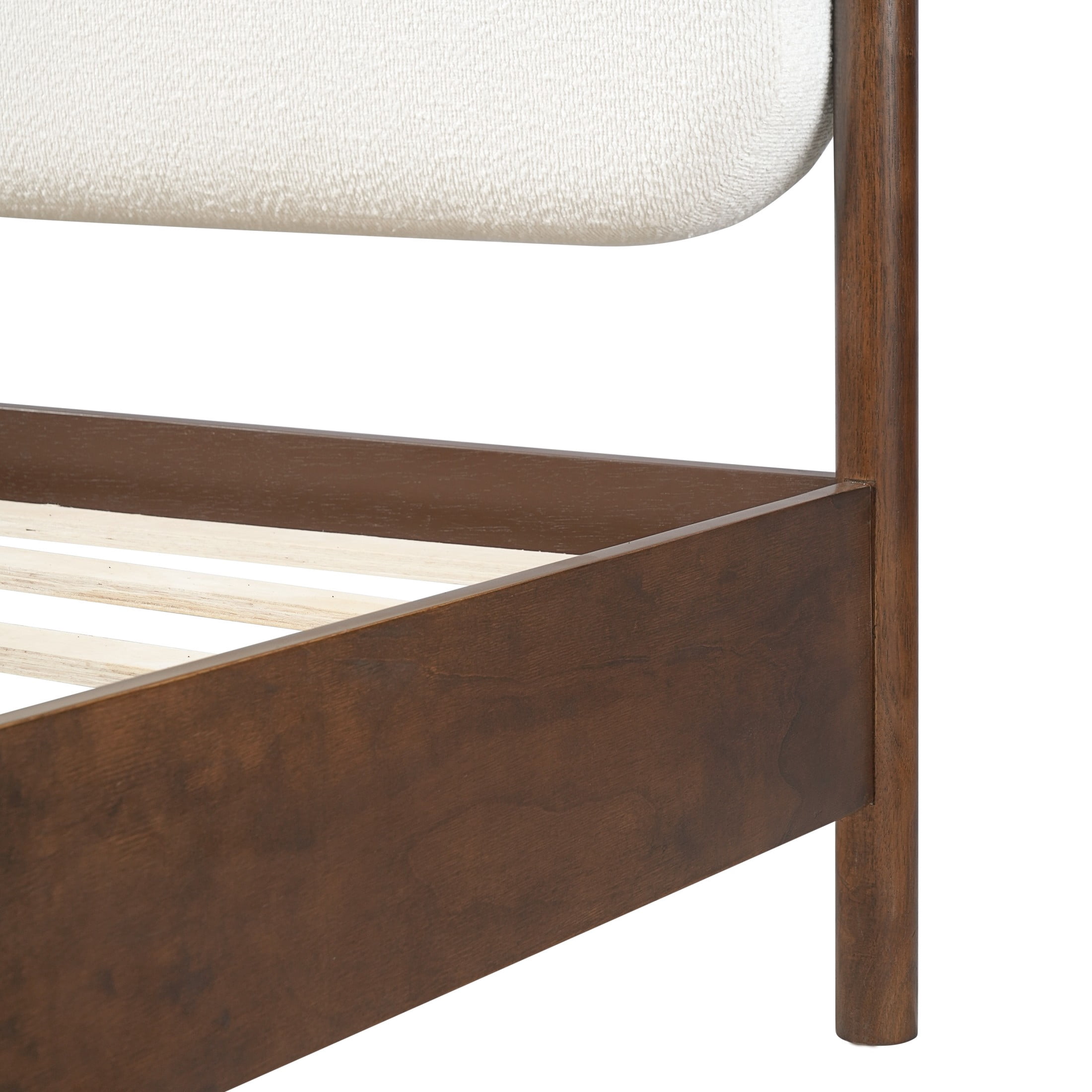 Christopher Knight Home Modern Queen Platform Bed Frame, Thick Rounded Upholstered Headboard, Walnut