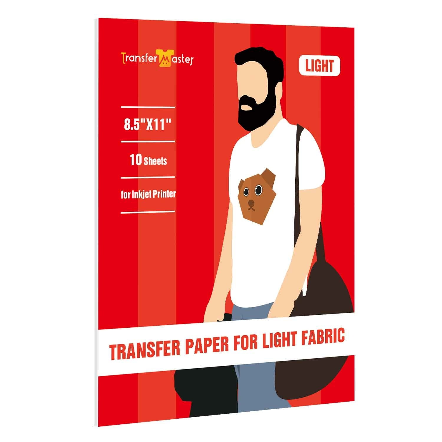 VTS Light Printable Inkjet Vinyl, Inkjet Iron-On Printable Vinyl, Light  fabric, 8.5 x 11, 10 pack, light garment transfer paper