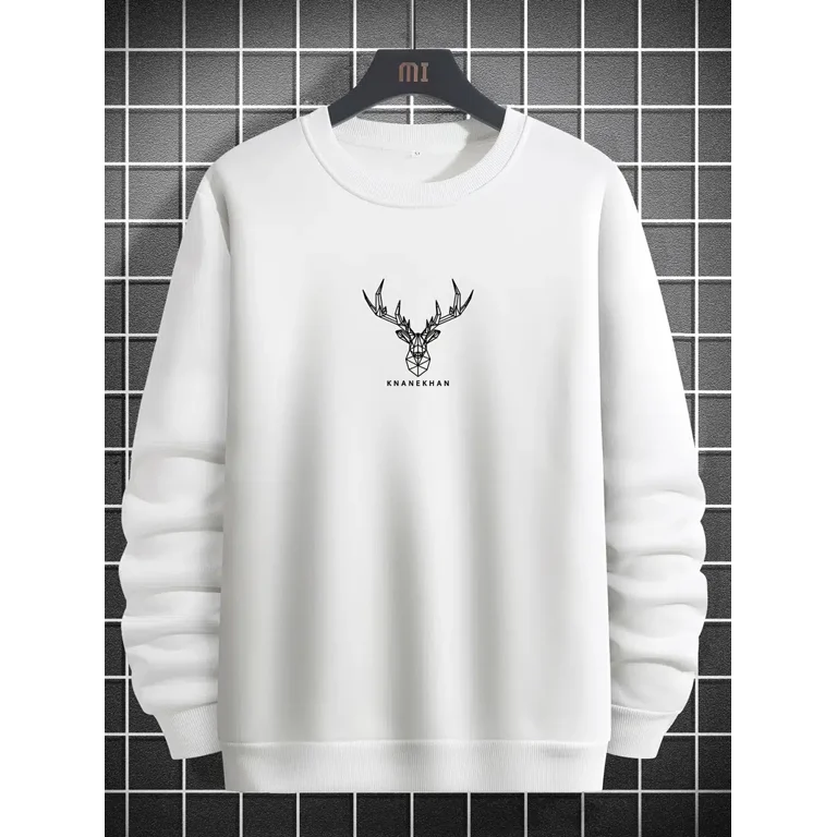 Men's Crew Neck Sweatshirts With Print For Fall/Winter 