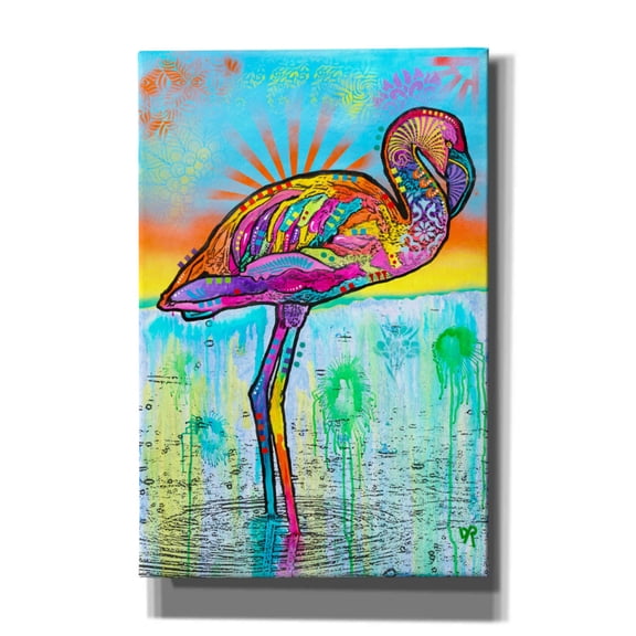 Epic Graffiti 'Pink Flamingo' by Dean Russo, Canvas Wall Art, 12"x18"