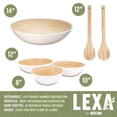 thumbnail image 4 of LEXA 5-Piece Handcrafted Bamboo Serving Bowl Set, 14”, 12”, 10”, 8” Bowls & Salad Utensils, Spun Bamboo Dinnerware, Artisan-Made for Entertaining, Serving & Home Décor (White), 4 of 5