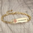 thumbnail image 2 of Medical Alert Bracelet for Women Adjustable Personalized Free Engrave Coumadin Stainless Steel Medical ID Bracelets 6.5-8 Inch(Gold), 2 of 3