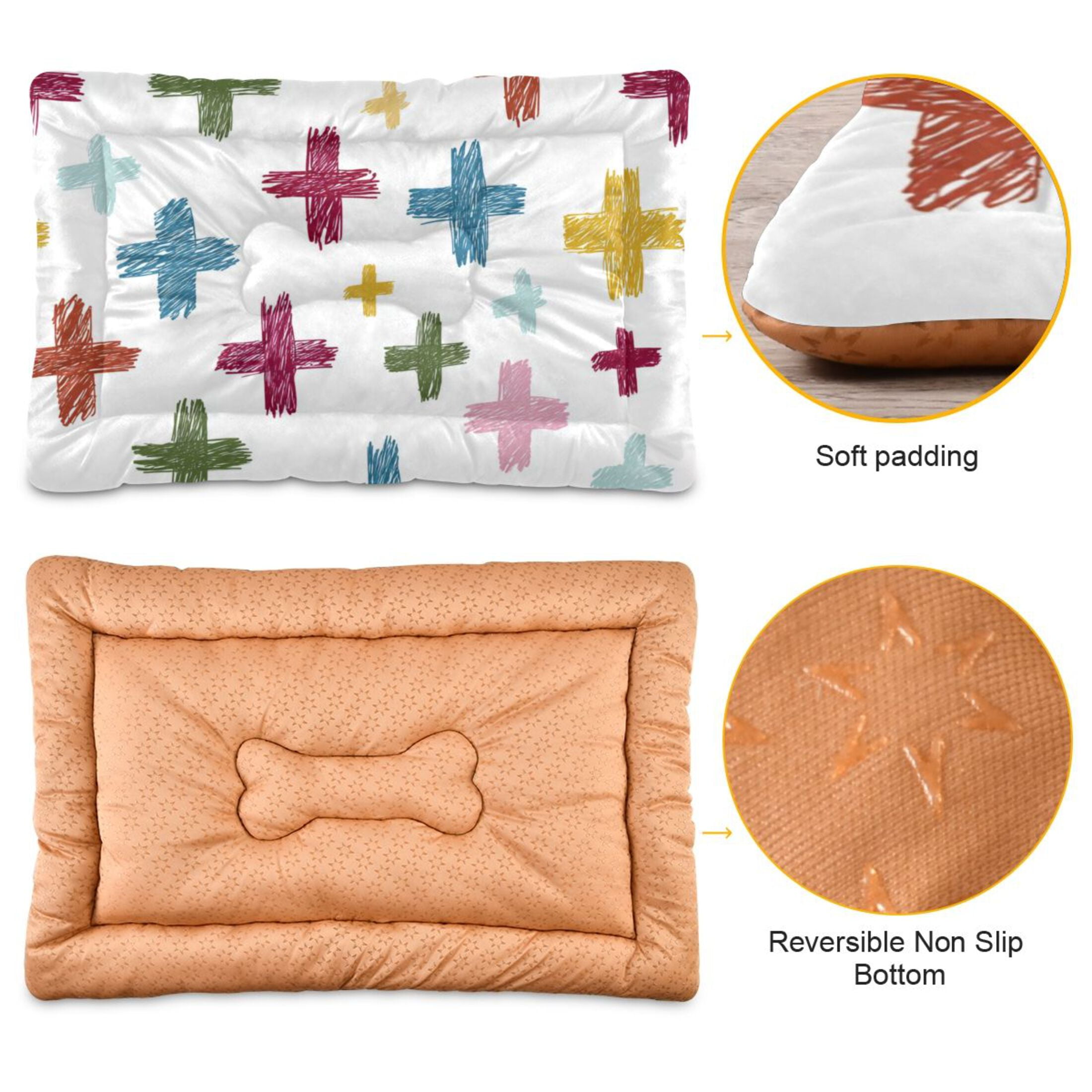 Cozy Mat Pet Bed Indoor Outdoor Warm Soft For Cat Dog Puppy(S/M) Colorful Hand-drawn Crosses
