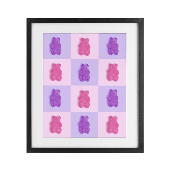 Stupell Industries Contemporary Pink & Lilac Candy Bears Black Framed Print Under Glass, 13 x 16, by LISH Creative